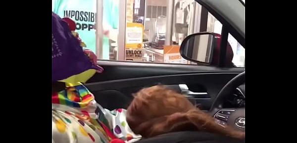  Clown gets dick sucked while ordering food